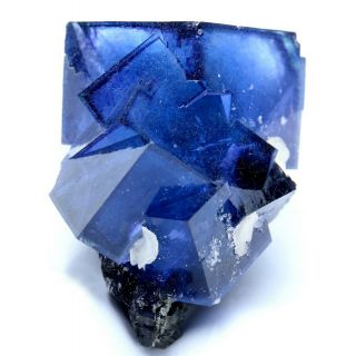 383.  8g Rare Blue Cube Fluorite & Wolframite Crystal Mineral Specimen/china