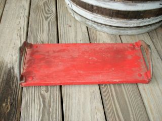 Antique Vintage Cast Iron & Wood Outdoor Playground Wooden Swing Seat Red Paint