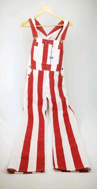 Big Smith Striped Bib Overalls Red White Big Stripes Vintage Rodeo Made In Usa