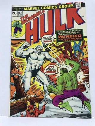 The Incredible Hulk 162 April 1973 Marvel Unread Avengers Vintage Wendigo