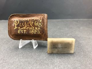Vintage Pike Mfg Co N.  H.  Sharpening Small Stone Hone W Leather Case