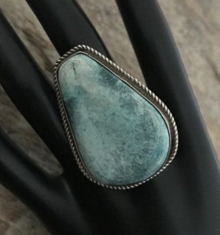 Vintage Native American Old Pawn Sterling Silver Turquoise Ring.  Size 8.  5.  Re