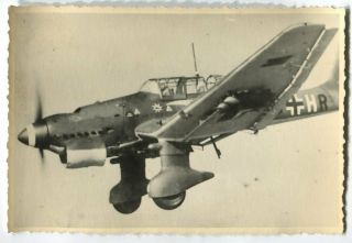 German Wwii Archive Photo: Luftwaffe Junkers Ju 87 Stuka Aircraft In Flight