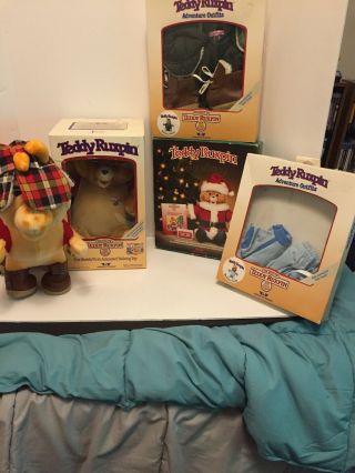 Vintage 1985 Teddy Ruxpin And Grubby Bundle With Alot Of Boxed Accessories