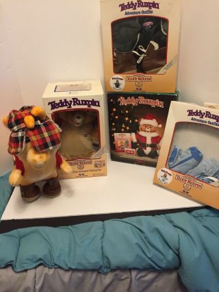 Vintage 1985 Teddy Ruxpin and Grubby Bundle with alot of Boxed Accessories 2