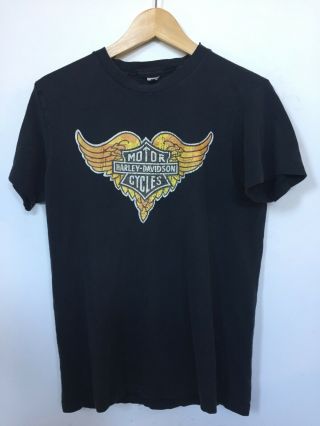 Vtg 1970’s Harley Davidson Oceanside Dealer T Shirt Wings 70’s Hanes Rare