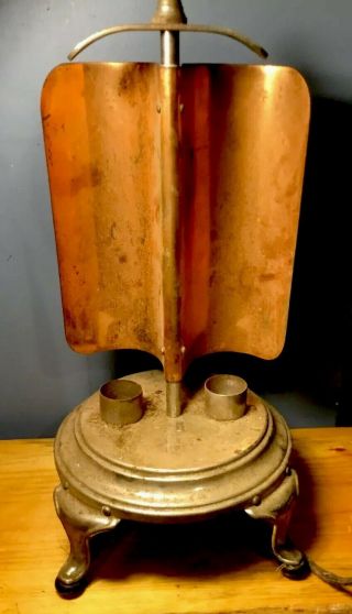 Antique Vtg 1920s A - 23 General Electric Copper Reflector Bulb Space Heater Lamp