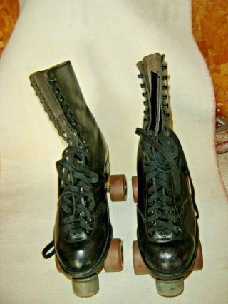 Vintage CLEVELAND 175 SILVER CUP Black Men ' s Roller Skates Size 9 FO - MAC Whls 7