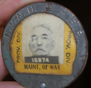 Vintage York Haven Railroad Employee Photo Id Badge Pin Back