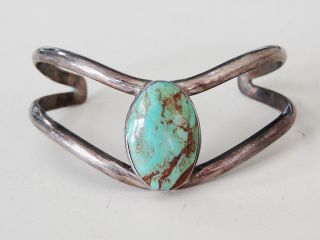 Vintage Antique Native American Navajo Sterling Silver Cuff Bracelet Turquoise