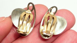 Antique Enamel Silver Ivar T.  Holt Clip on Earrings 4