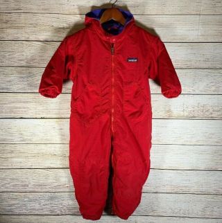 Vtg Patagonia Toddler One Piece Body Jump Suit Ski Red Purple Made Usa Size 3t