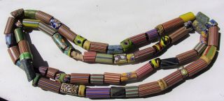 Antique African Italian Trade Bead Necklace Beads 38 " Millefiori Rare Colors Wow