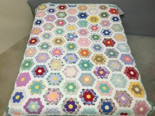 Vintage Grandmothers Flower Garden Quilt Cutter Handmade