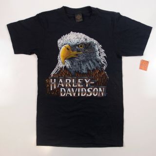 Harley Davidson: Eagle Symbol 3d Emblem 80s T - Shirt Nos Shirt Small