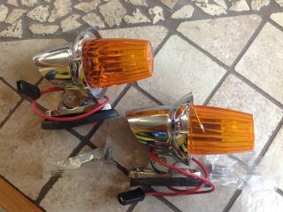 Pair Nos Cab Marker Lamp Amber Lens Signal Stat Vintage Ih International Truck