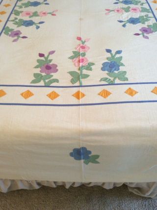 Vintage Floral Basket Appliqué Quilt Top Made From Kit 3