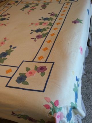 Vintage Floral Basket Appliqué Quilt Top Made From Kit 4