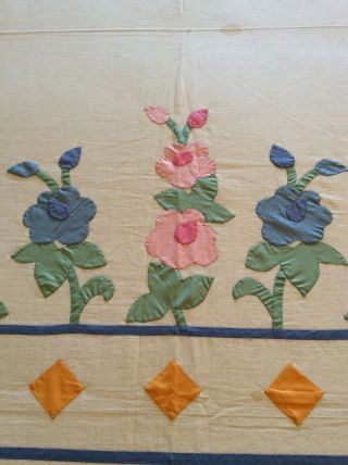 Vintage Floral Basket Appliqué Quilt Top Made From Kit 6