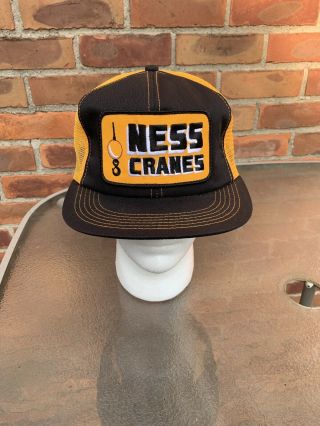 Vtg Nwot K Brand Usa Snapback Trucker Mesh Patch Hat Cap Black Yellow Ness Crane