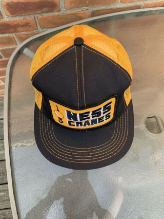Vtg NWOT K BRAND USA snapback trucker mesh patch hat cap black yellow NESS CRANE 2