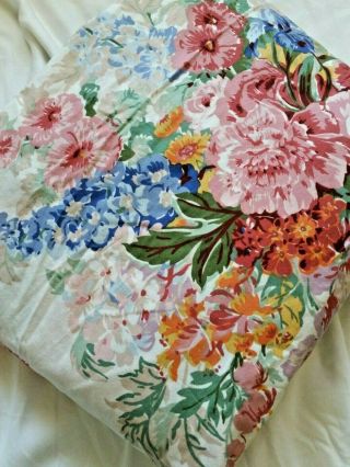 Vtg Ralph Lauren Sheet Beach House Floral White King Fitted Sheet 8.  5 " Corner