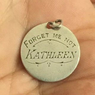 Victorian Love Token Silver Engraved Forget Me Not Kathleen Charm