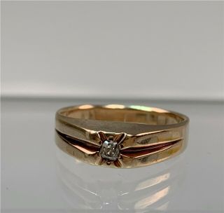 Victorian 14k Yellow Gold Ring With Old Mine Cut Diamond,  Size 5.  5 2