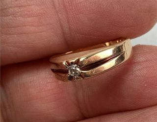 Victorian 14k Yellow Gold Ring With Old Mine Cut Diamond,  Size 5.  5 3