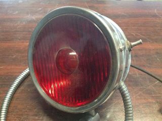 Lqqk Vintage Emergency Lamp Light Red Glass Lens Fire Truck Antique W Switch