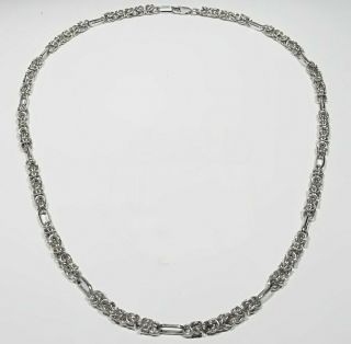 Vintage 5mm Handmade 925 Sterling Silver Ring Link Byzantine Chain Necklace 23 "