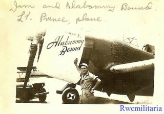 Org.  Nose Art Photo: P - 47 Fighter Plane " Ginny 2.  Alabammy Bound "