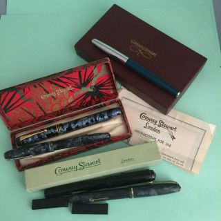 Assorted Vintage Conway Stewart 5 Fountain Pens,  Boxes Etc Restore Or Parts
