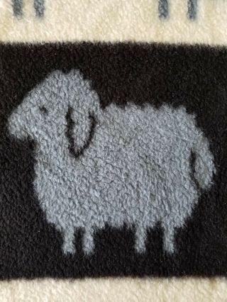 Vtg RARE Vuteks Crown Crafts Plush Blue White Black Sheep Blanket Throw 60 x 80 6