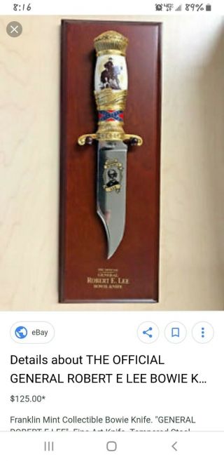 Vintage antique bowie knife REAL Gold Robert E Lee,  confederation flag 6