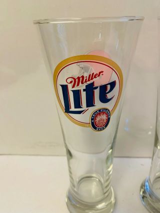 Vtg.  Set of 4 Cleveland Browns And Miller Lite Pilsner Beer Glasses - A 5