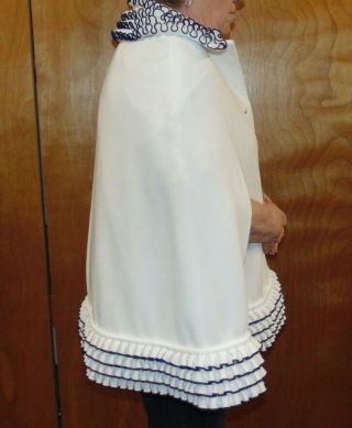 RARE Vintage Lilli Ann Knit Capelet Navy Ruffle Collar and Hem 4
