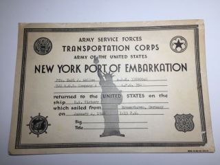 Wwii Army Service Forces Transpotation Corps York Port Of Embarkation Old