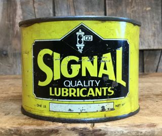 Vintage Signal Quality Lubricant Motor Oil 1 Lb Tin Can Gas Service Station Sign