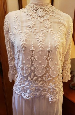 Vintage antique early 20th Century wedding gown or long dress.  Downton,  sz Small 2