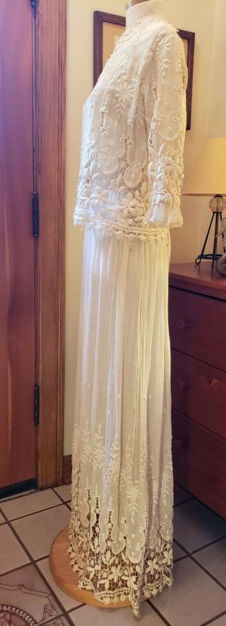 Vintage antique early 20th Century wedding gown or long dress.  Downton,  sz Small 3