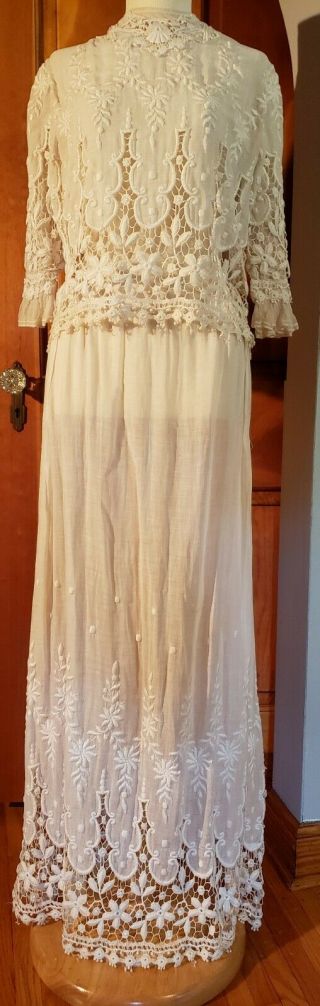 Vintage antique early 20th Century wedding gown or long dress.  Downton,  sz Small 4