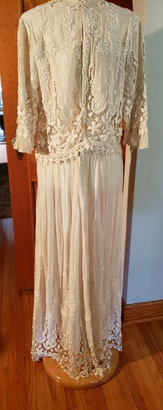Vintage antique early 20th Century wedding gown or long dress.  Downton,  sz Small 5