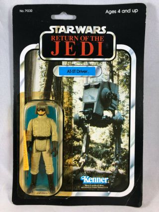 At - St Driver Vintage Kenner 1983 Star Wars Rotj 77 Back A Moc Made In Taiwan