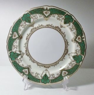 8 Noritake 10 - 5/8 " Dinner Plates - Emerald Green & Gold Filigree Rare