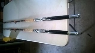 Vintage 2 Harnell 80 Lb Class Boat Rods Trolling With Roller Eyes Mod 2580