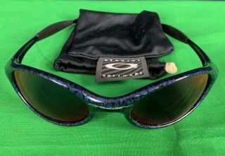 Vintage Oakley Eye Jacket 1.  0 04 - 009 Positive Red Iridium Cobalt Sunglasses