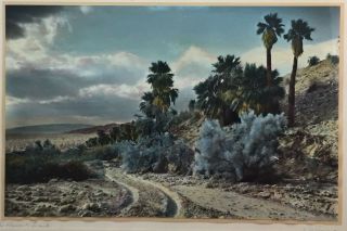 Antique J M Garrison Signed Colored Photograph " A Desert Trail " Palm Springs Ca