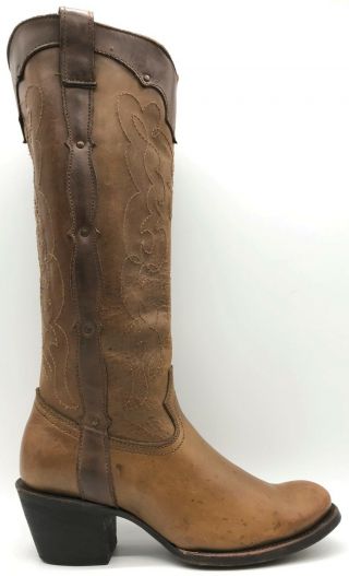 Corral Vintage Brown Leather Side Zipper Riding Boots Women 