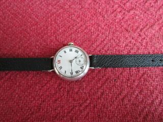Vintage 1920s Trench Watch Silver Cased Wristwatch